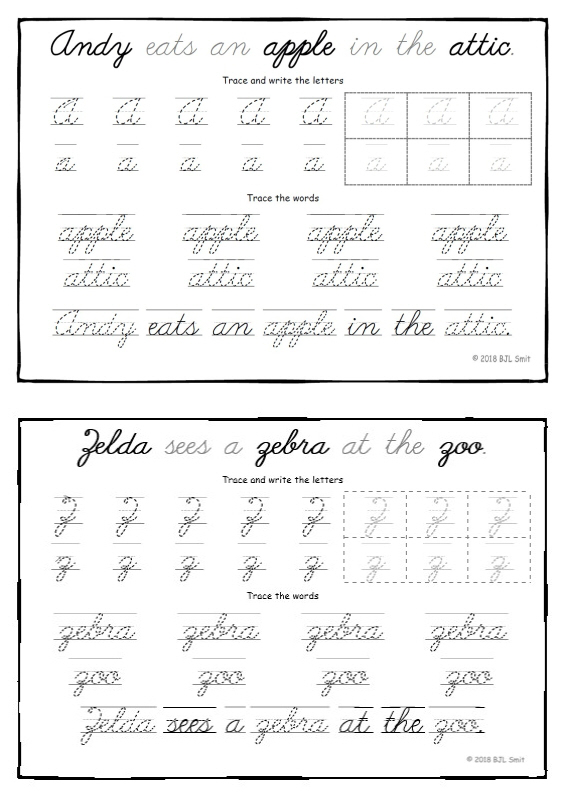 Andy Eats An Apple Abc Cursive Writing Worksheets Elr Store
